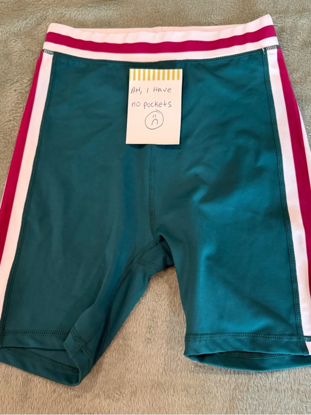Wilo The Label Rib Bike Shorts XS Green Pink Athletic High Rise NWT - Picture 6 of 12